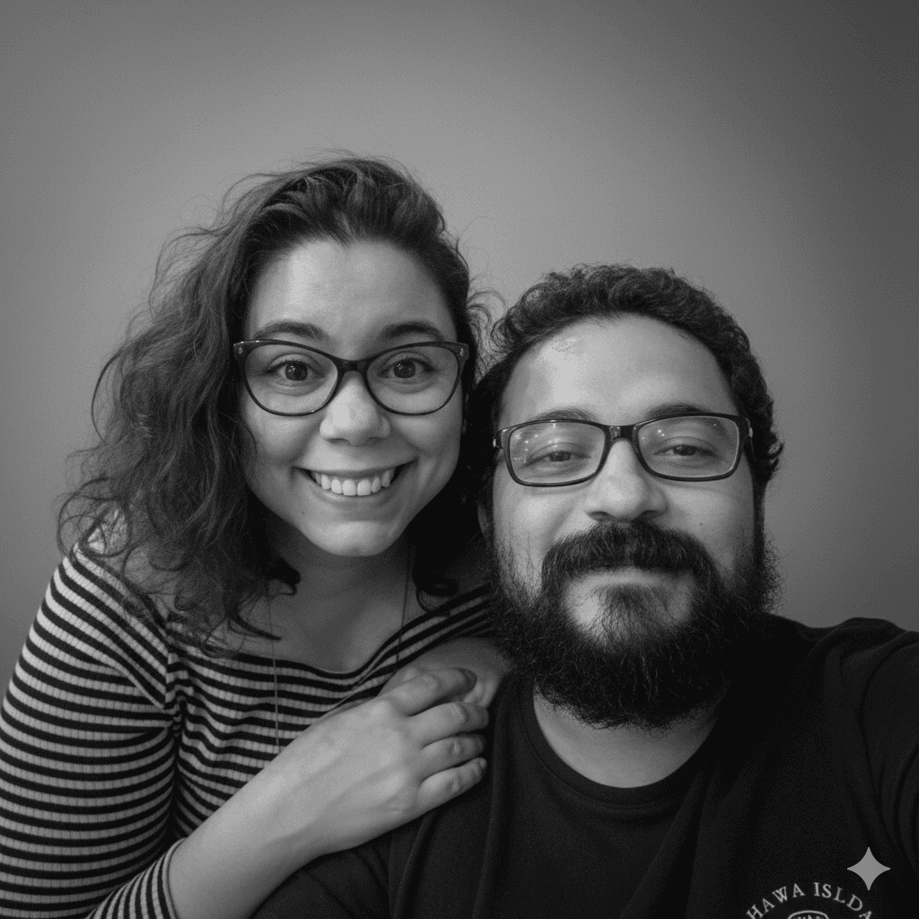 Fundadores da Nó e Pixel: Bruna e Marco em seu estúdio digital no Tatuapé